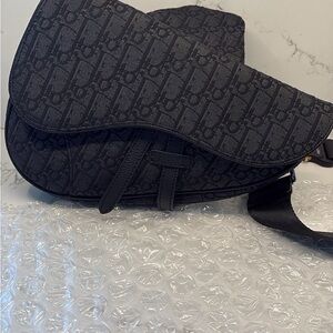 Dior Oblique Jacquard Saddle Bag Black